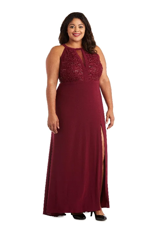 Shop Before It’s Gone!Nightway Plus Size Long Formal Halter Gown Sale