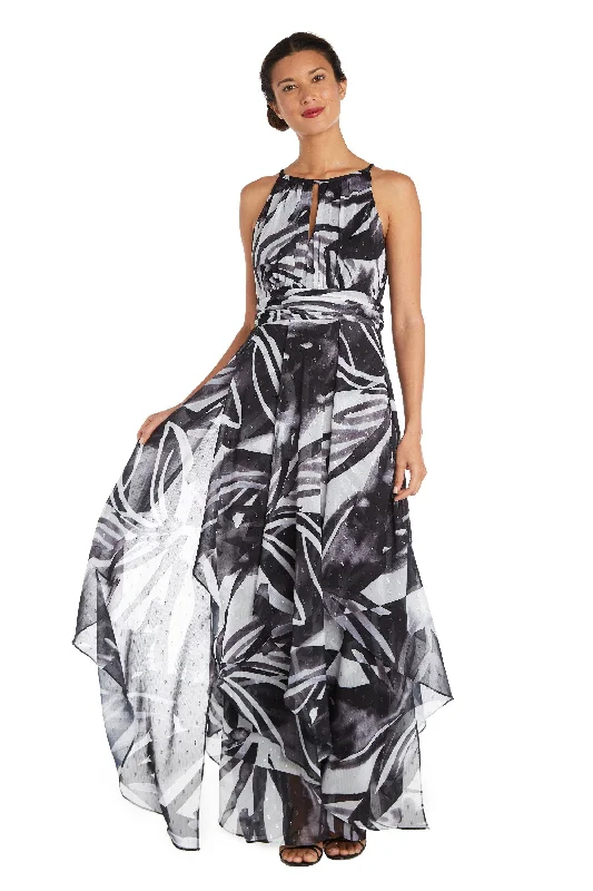 Flash Deals – Act Quickly!R&M Richards 7888P Long Halter Print Petite Dress