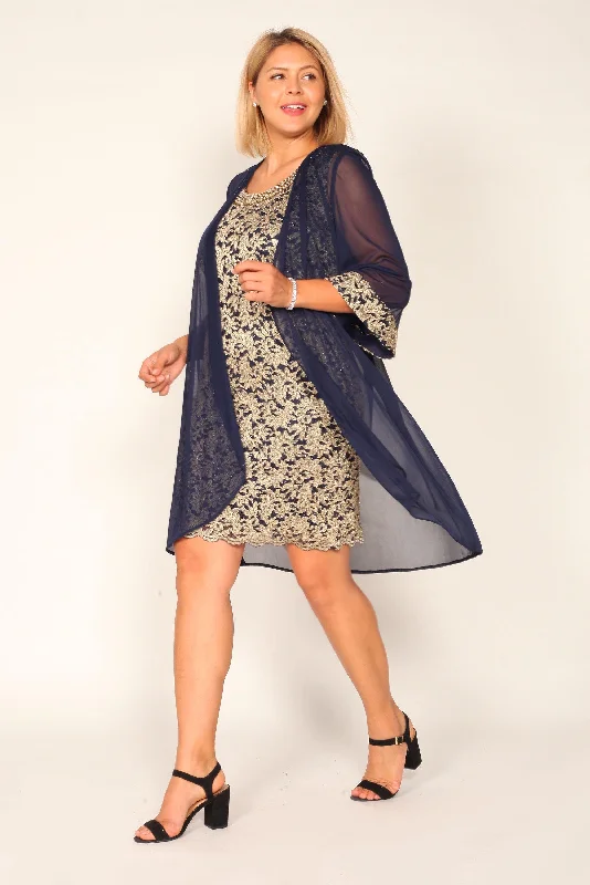 Save Up to 50% Off!R&M Richards 7312P Short Chiffon Jacket Dress Sale