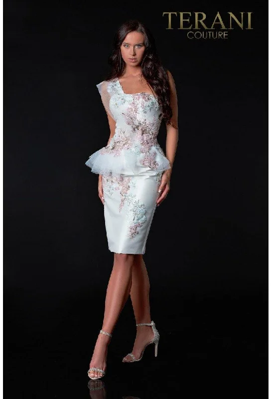 Upgrade for Less!Terani Couture 2111C4557 Short One Shoulder Dress