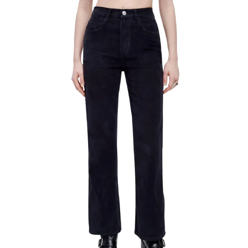 Get the Best for Less!70S Loose Flared Corduroy Trouser In Black