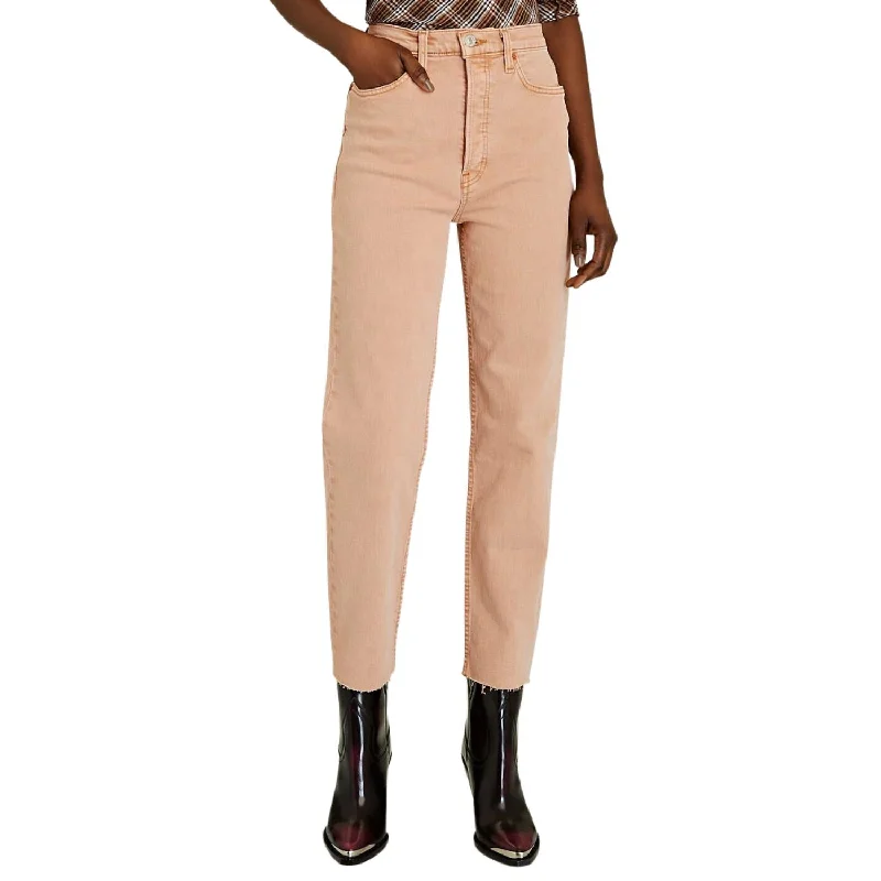 Shop the Hottest Deals!70's Ultra High Rise Stove Pipe Straight Jean In Washed Khaki