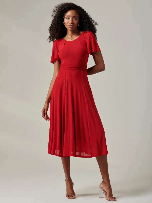 Your Best Deals Are Here!Ayla Plain Mesh Maxi Dress, Red