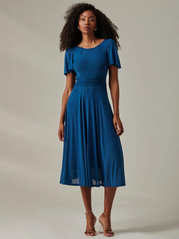 Get Ready to Save!Ayla Plain Mesh Maxi Dress, Teal