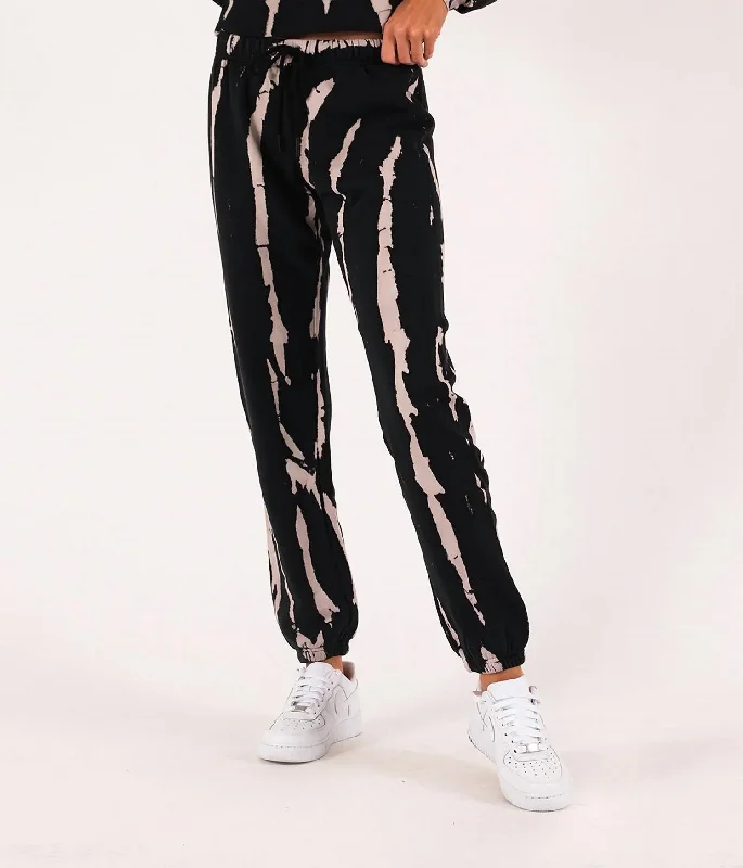 Time to Snag a Bargain!Bleach Tie Dye Gym Sweatpants In Black/cream