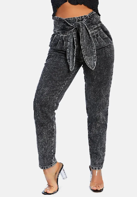 Get Ready to Save!bow together washed denim pants
