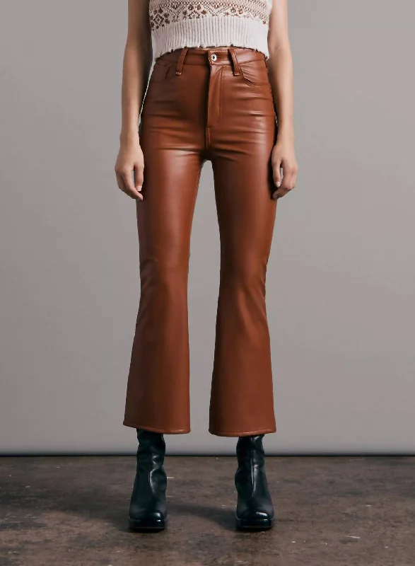 Limited Edition, Limited Price!Casey Faux Leather Flare Pants In Putty Brow