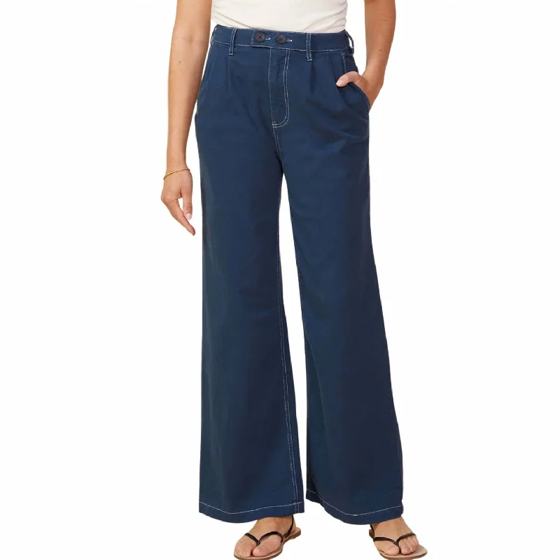The Best Sale of the Year!Cotton Twill Wide Leg Trousers In Dark Denim