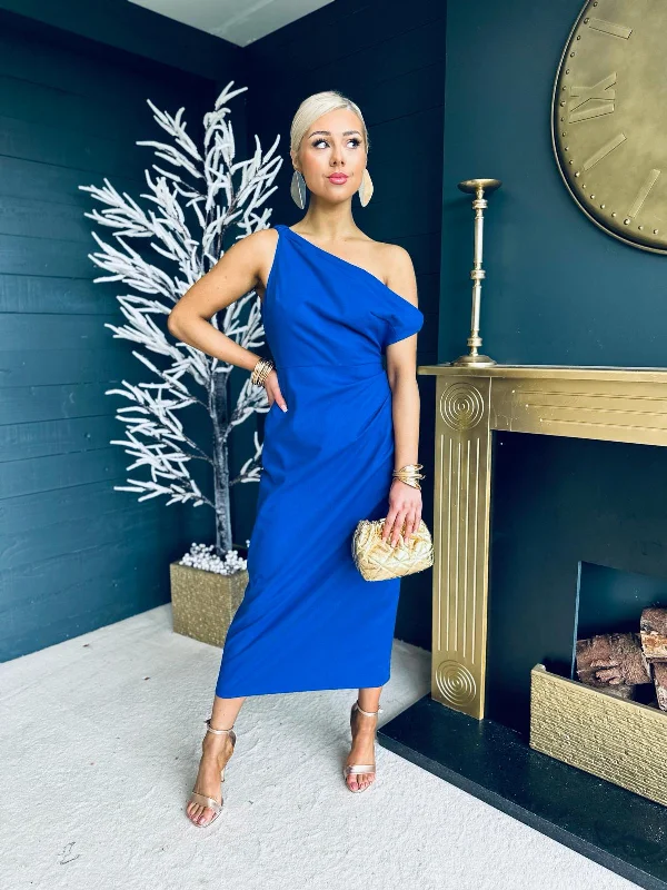Your Discount is Waiting!Darla Asymmetric Occasion Dress Royal