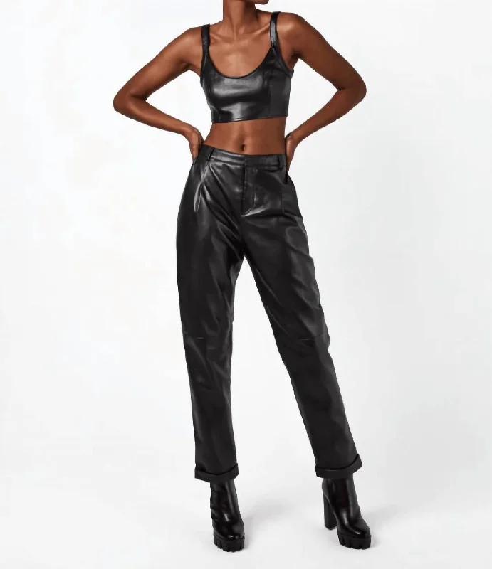 One Click Away from Big Savings!Denise Recycled Leather Trouser In Black
