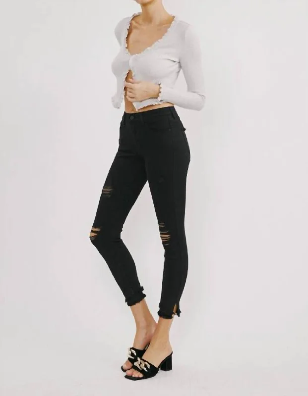 Stock Up and Save!Distressed Skinny Jeans In Black