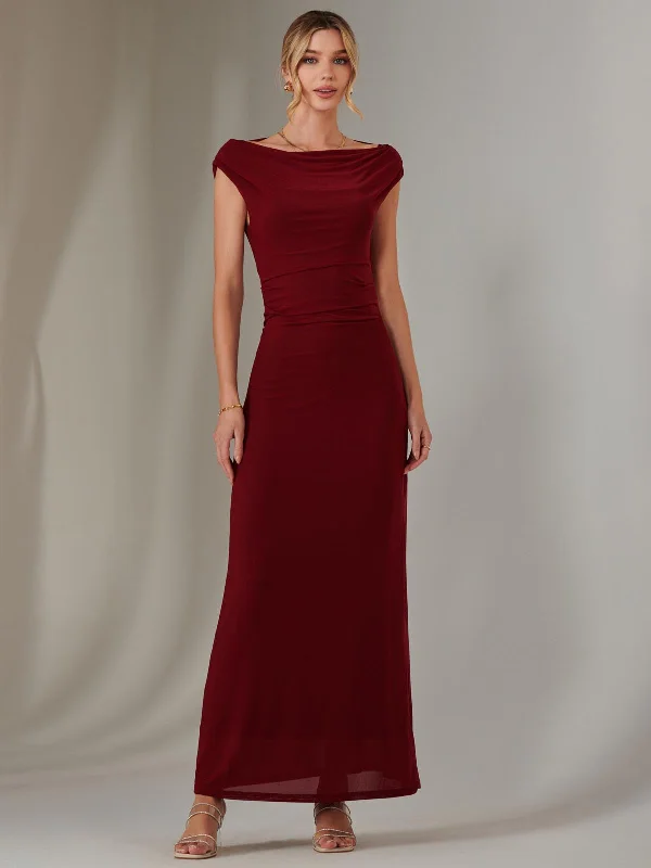 Shop Now and Save!Eva Round Neck Sleeveless Maxi Dress, Burgundy
