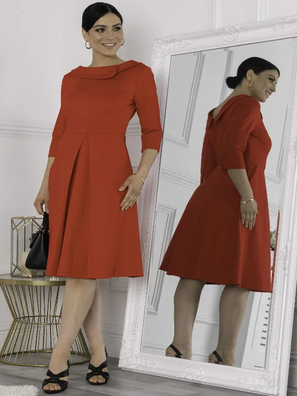 The Best Sale of the Year!Kyndall 3/4 Sleeve Midi Dress, Red