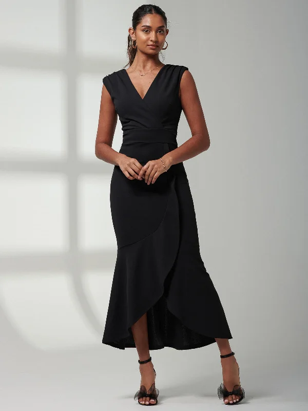 Hottest Discounts of the Year!Mabruka Frill Fishtail Maxi Dress, Black