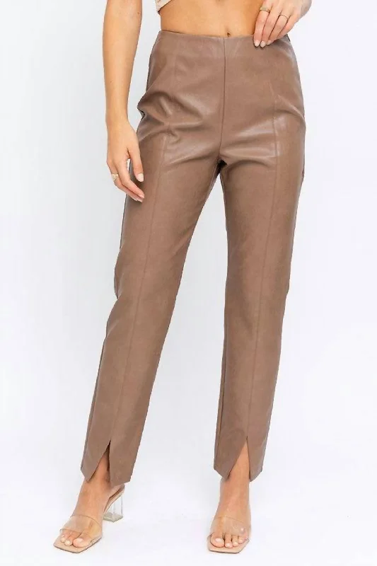 Every Deal is a Steal!New York Minute Pleather Pants In Brown