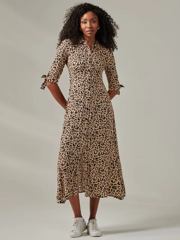 Don’t Wait – Deals Won’t Last!Nora Print Viscose Maxi Shirt Dress, Neutral Animal