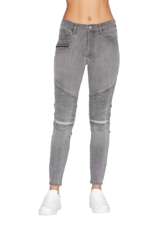 Biggest Sale of the Season!Pintuck Motorcycle Jeans In Grey