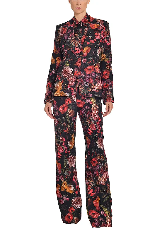 Enjoy Huge Discounts Now!Pintuck Wide Leg Trouser In  Printed Silk Wool