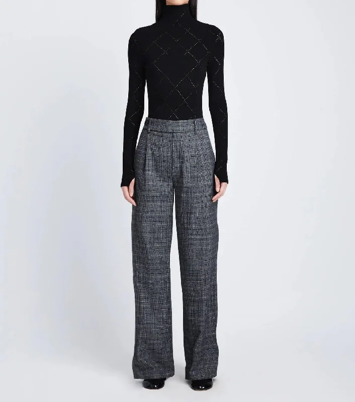 Every Deal is a Steal!Plaid Suiting Wide Leg Trouser In Medium Grey