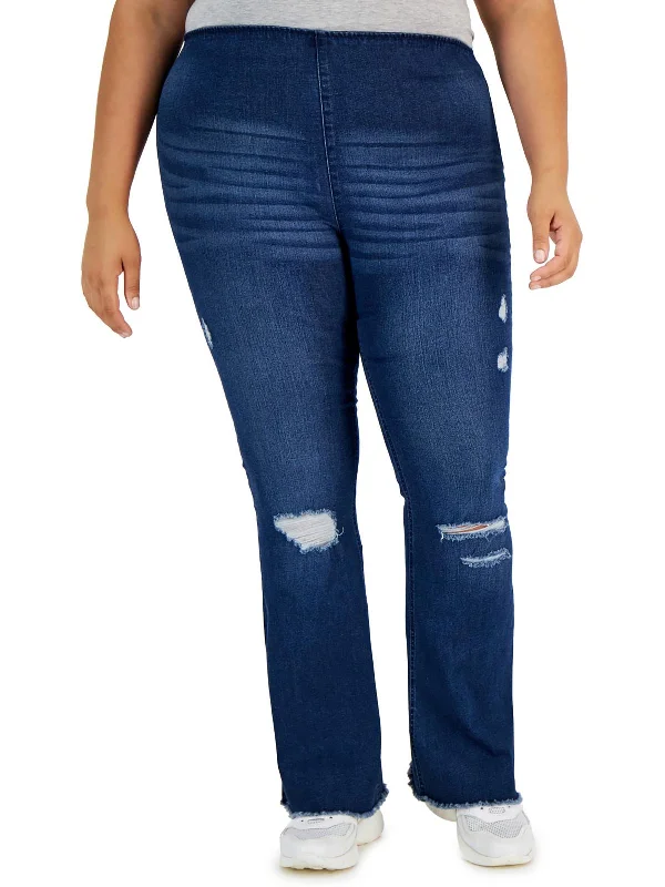 Shop Now and Save!Plus Womens Destroyed Denim Flared Jeans