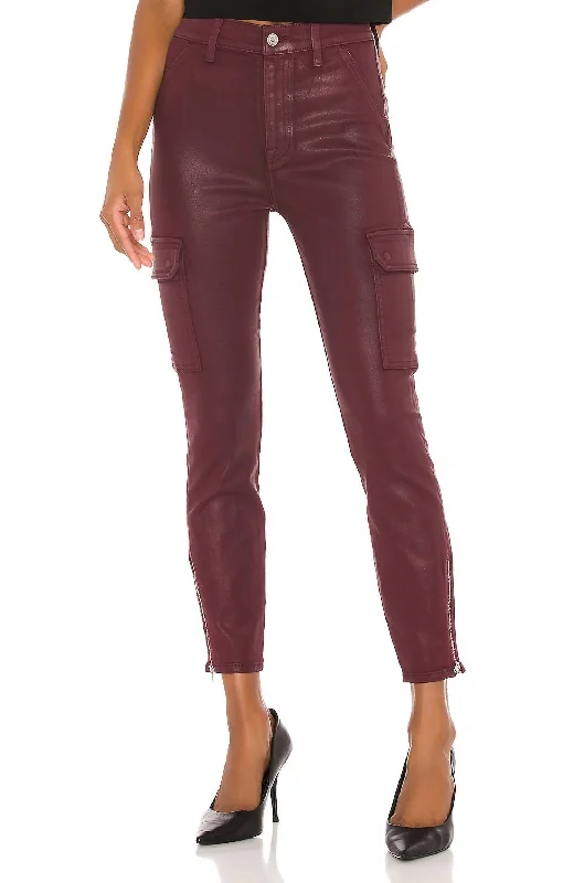 The Best Sale of the Year!Skinny Cargo With Faux Front Pockets In Merlot Coated