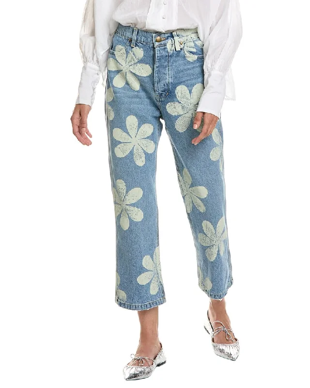 Save Up to 50% Off!THE GREAT The Hero Indigo Daisy Stamp Jean