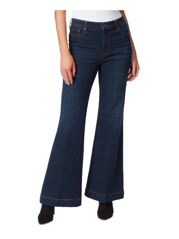 Steals and Deals Await!True Love Womens Solid Denim Wide Leg Jeans
