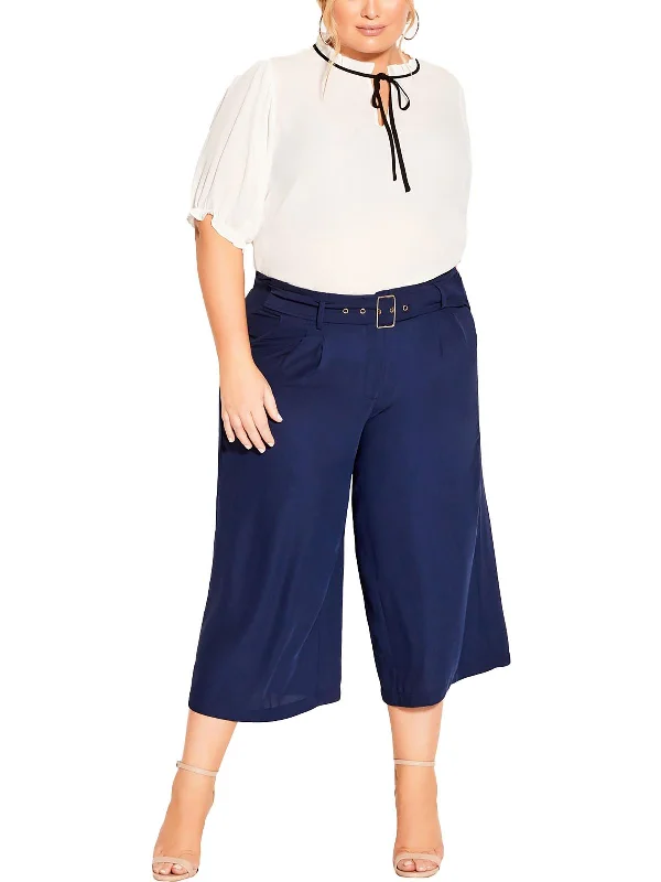 Score Big Savings Today!Womens Belted Polyester Wide Leg Pants
