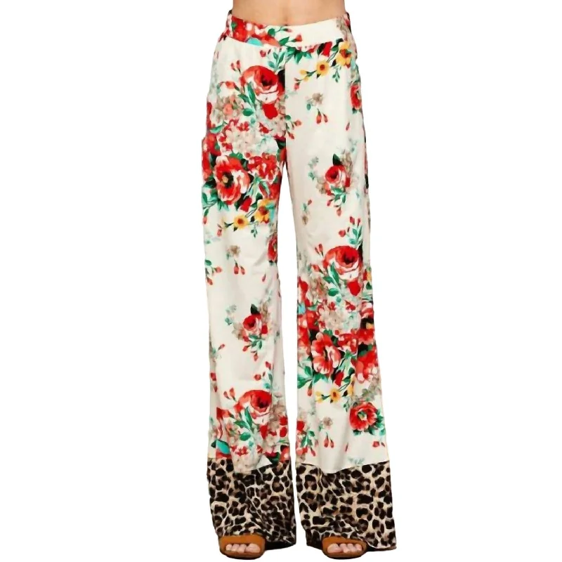 Score Big Savings Today!Women's Palazzo Pants In Floral/leopard
