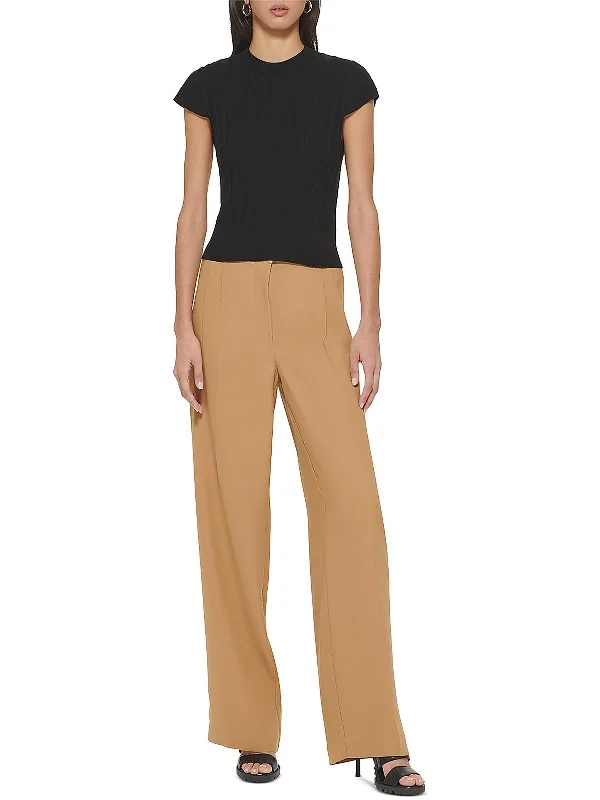 Instant Savings Await!Womens Satin Trim Textured Wide Leg Pants