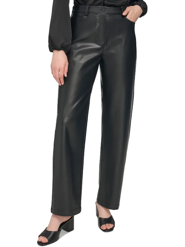 Save More Than Ever!Womens Slimming Faux Leather Trouser Pants