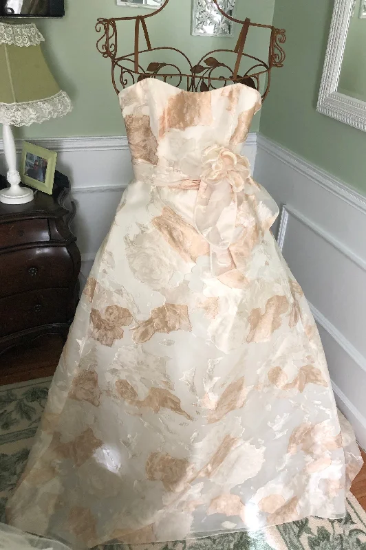 The Best Offers Are Here!Christos Ivory and Gold Strapless A-Line