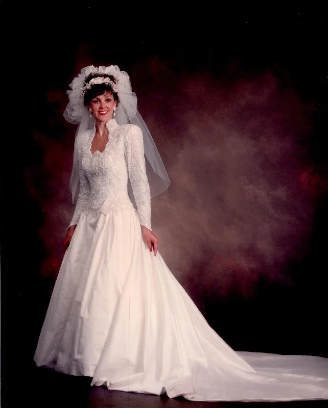 Seasonal Sale – Shop Now!Demetrios Vintage long sleeve embroidered sequin wedding dress