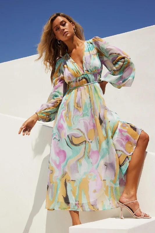 Enjoy Huge Discounts Now!All Cloud Burst Midi Dress - Mint Multi