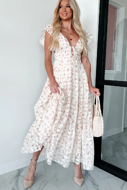 Shop Now and Save!Blissful Nature Floral Maxi Dress (Cream/Peach)