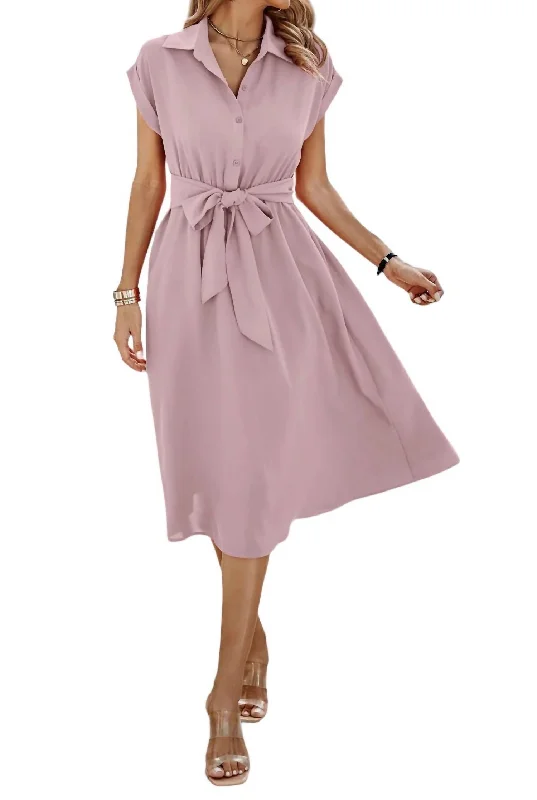 Your Dream Deal is Here!Button Up Midi Dress In Blush