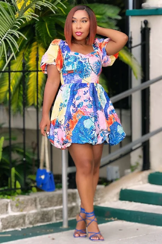 Shop the Hottest Deals!Cardonna Floral Bubble Mini Dress
