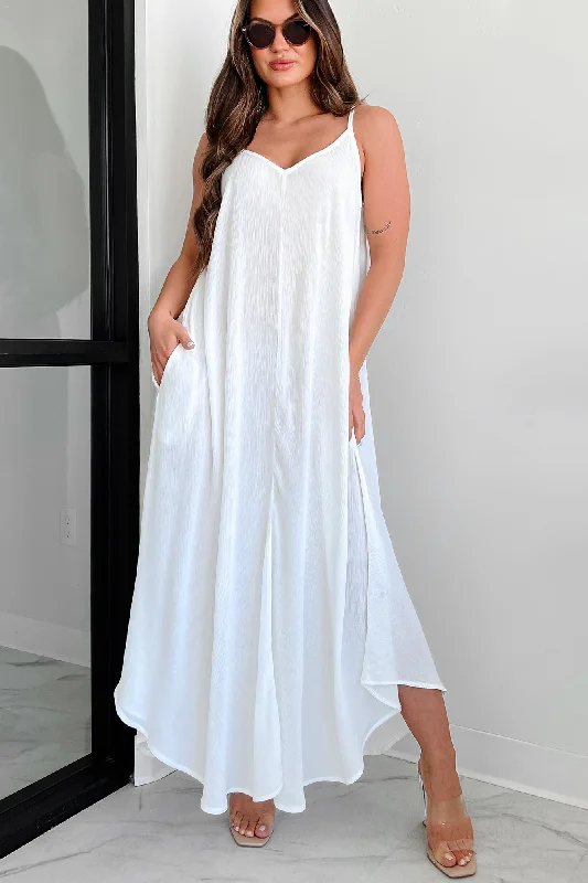 Time to Save Big!Desert Skies Crinkle Woven Cami Maxi Dress (Off White)