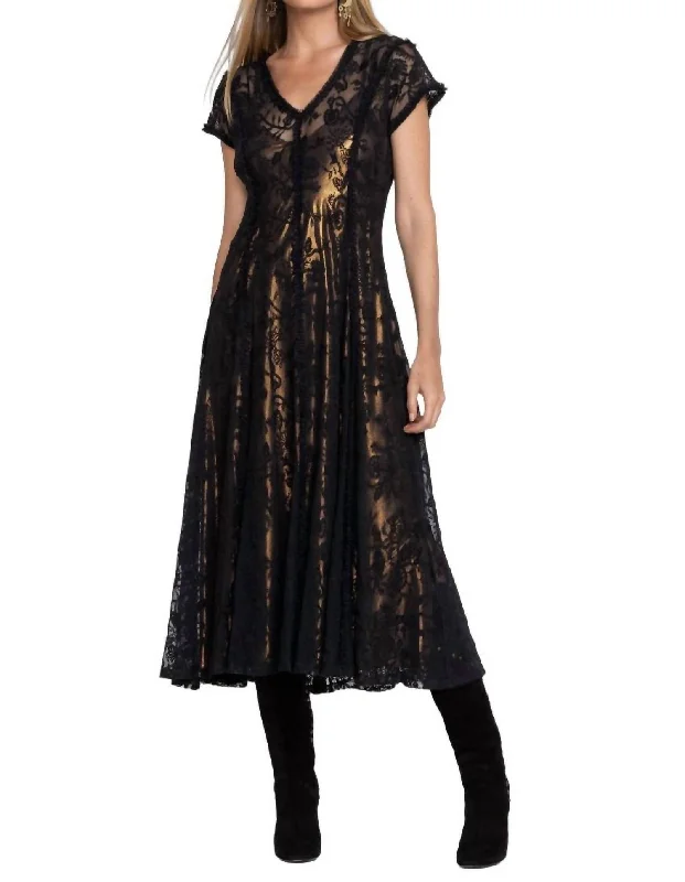 Your Exclusive Offer Awaits!Dina Mesh Midi Dress In Black