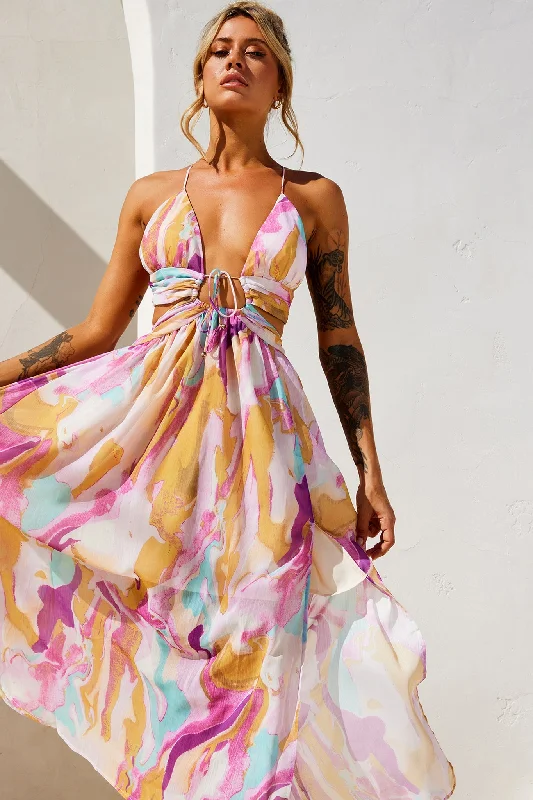 Today Only – Don’t Miss It!Dreamy Good Midi Dress - Purple Multi