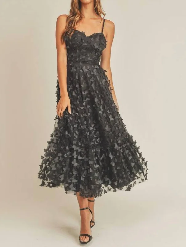Unmissable Offers Await!Ember Butterfly Midi Dress In Black