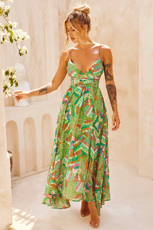Crazy Discounts Inside!Everywhere Beyond Maxi Dress - Green Multi