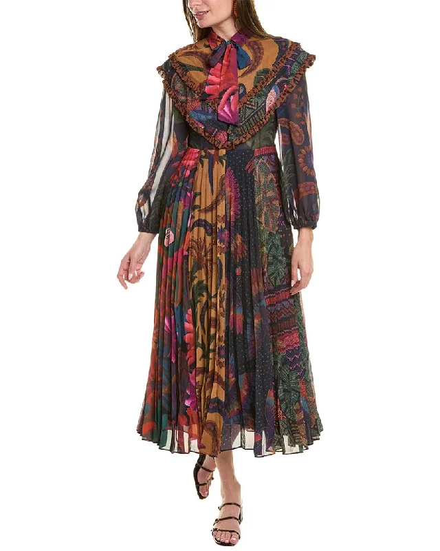 Unbeatable Prices!FARM Rio Mixed Prints Pleated Maxi Dress