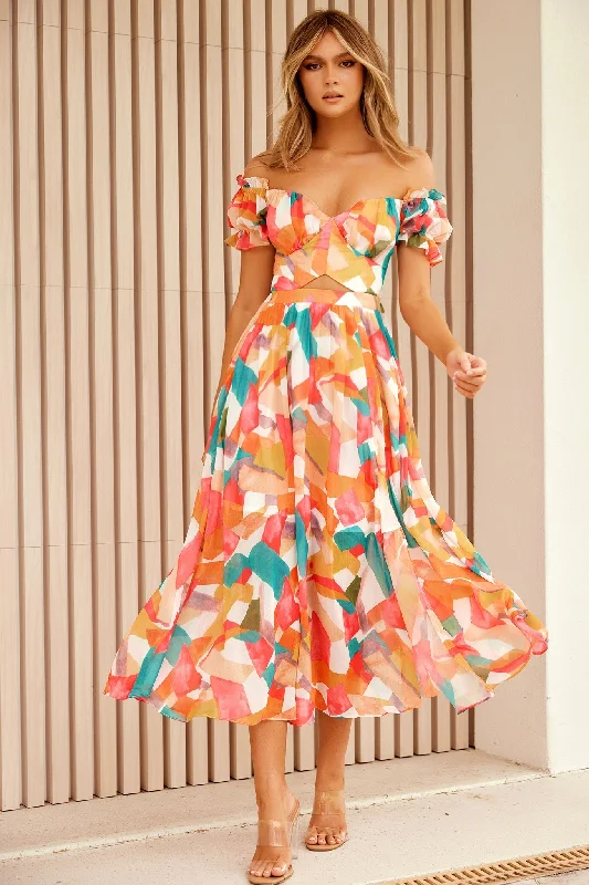 Must-Have Deals Inside!Fresh Start Midi Dress - Red Multi