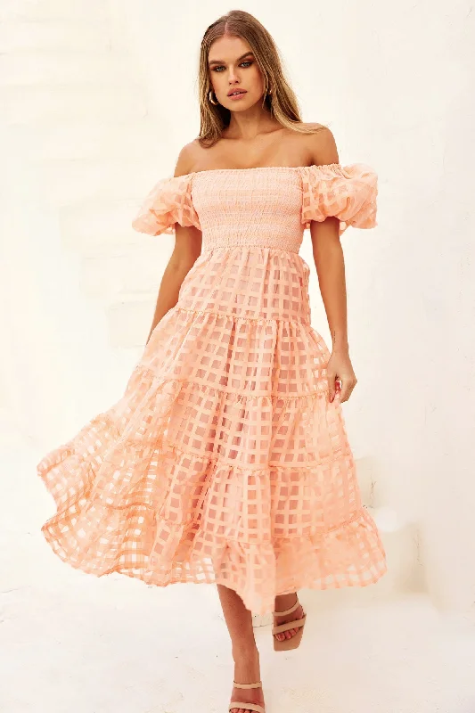 Crazy Discounts Inside!Gin Midi Dress - Peach