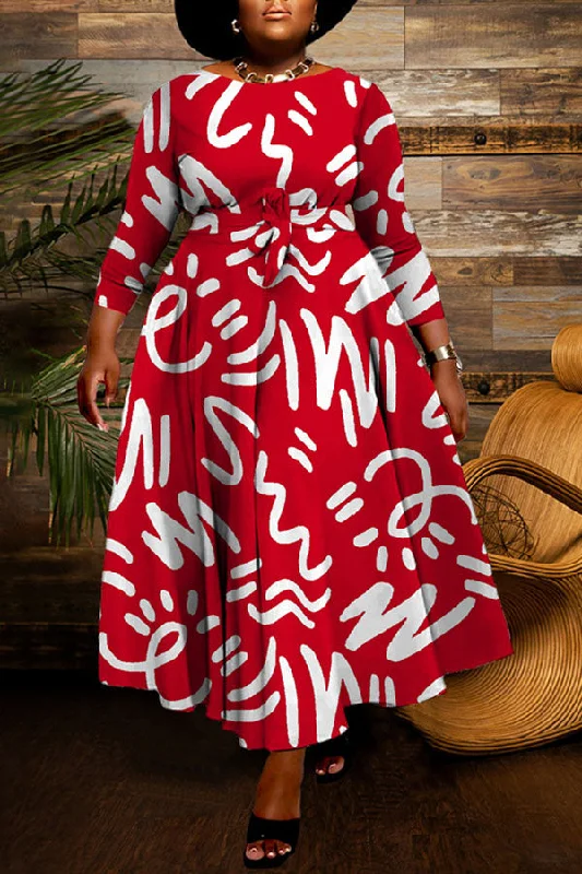 Your Chance to Save is Now!Graffiti Print Urban Lace-Up Swing Maxi Dress