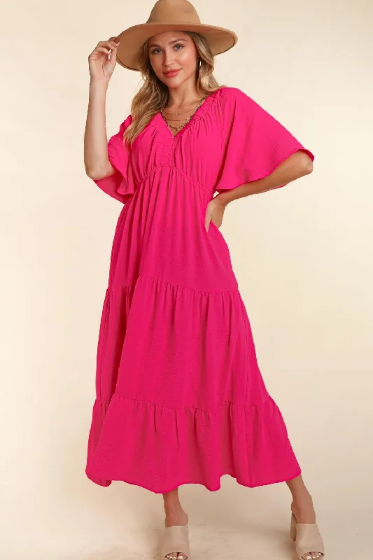 Shop Today, Save Tomorrow!Haptics Tiered Babydoll Maxi Dress with Side Pocket