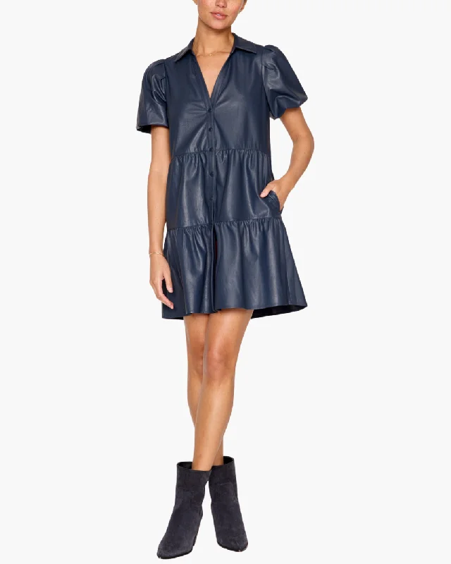 Score Huge Discounts Today!HAVANA VEGAN LEATHER MINI DRESS IN ADMIRAL