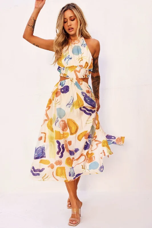 Your Wallet Will Thank You!Holding On Midi Dress - Yellow Multi