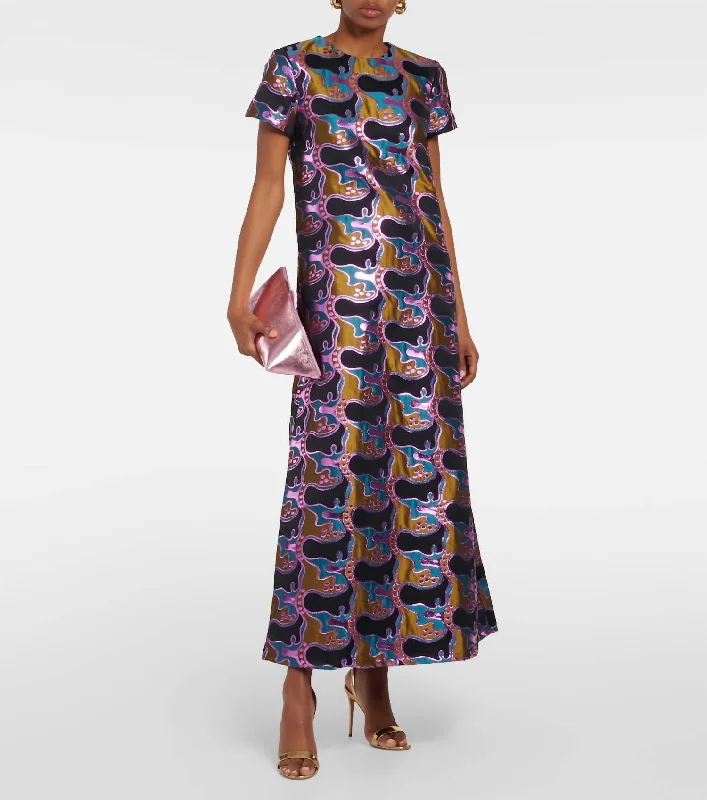 Time to Snag a Bargain!Iconic Jacquard Swing Midi Dress In Multi
